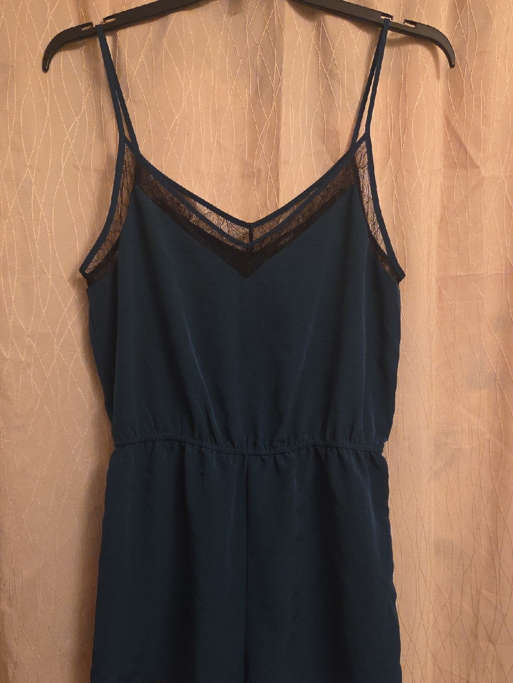 Forever 21 Teal Lace-Trim Spaghetti Strap‎ Jumpsuit